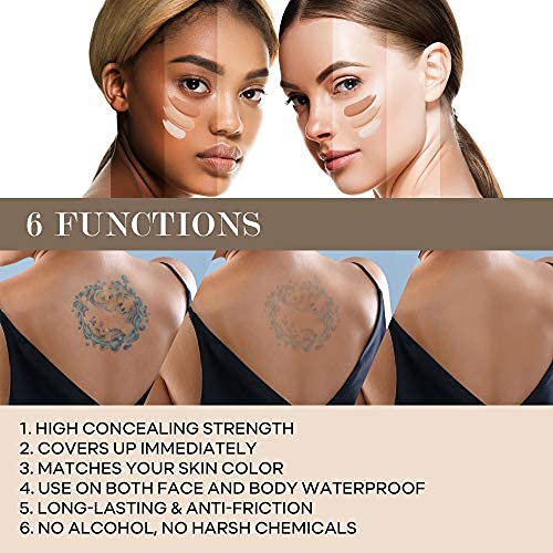 Glossiva Tattoo Concealer - Skin Concealer - Waterproof - For Dark Spots, Scars, Vitiligo, And More - Tattoo Cover-Up Makeup - Use on Body, For Legs, for Men and Women